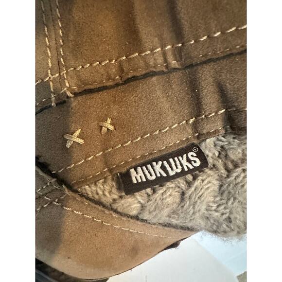 Muk Luks Size 10 Round Toe Tan Mid Calf Lined Comfort Boots Taupe Brown - Picture 6 of 11